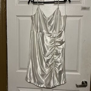 Chic White Satin Mini Dress